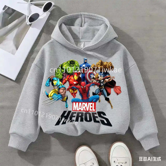 Kids' Marvel Heroes Group Hoodie - Grey