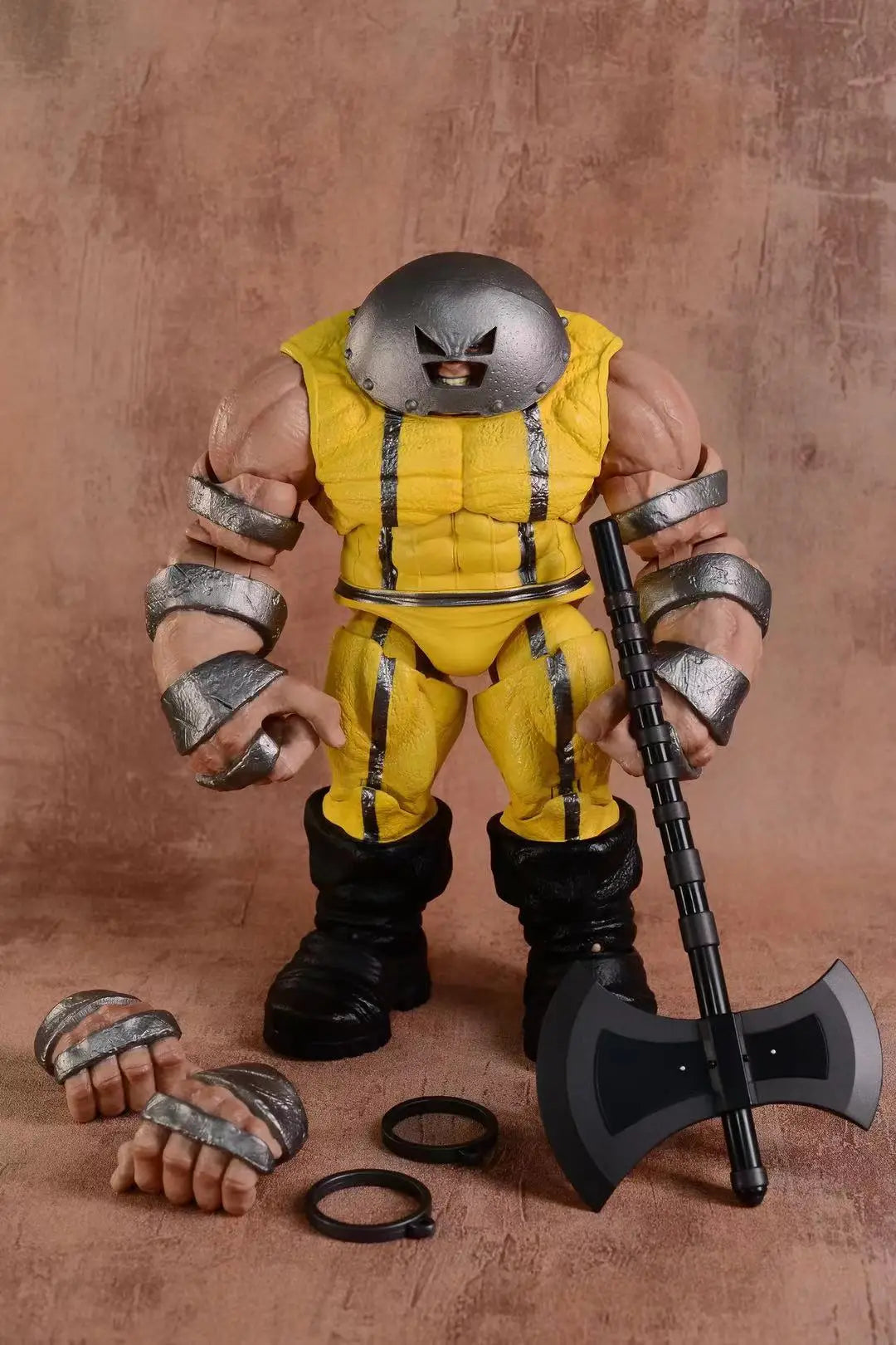 Figura Wolverine Prison Weapon X - Fato amarelo, machado e algemas, 9 polegadas