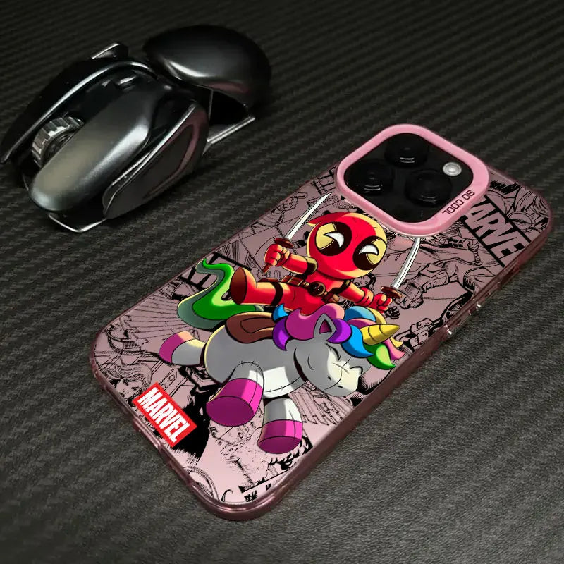Xiaomi-cover Avengers Deadpool – chibi-enhjørning med lyserød kant