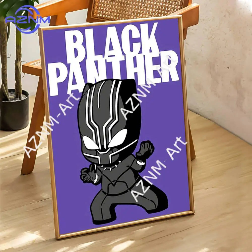 Chibi Marvel-hősök csoportos posztere – piros keret