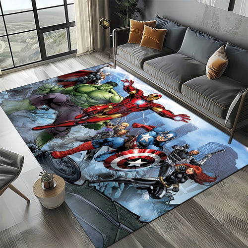 Avengers 3D-szőnyeg – kék pajzsos csapatos dizájn