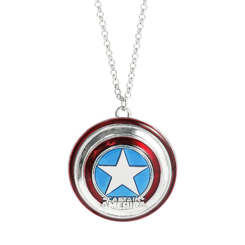 Náhrdelník s přívěskem štítu Captain America – stříbrný s emailem