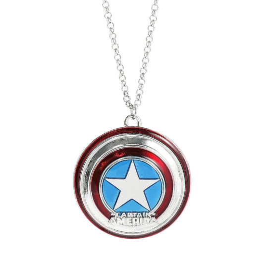 Captain America-halsband med sköldhänge – silver och emalj