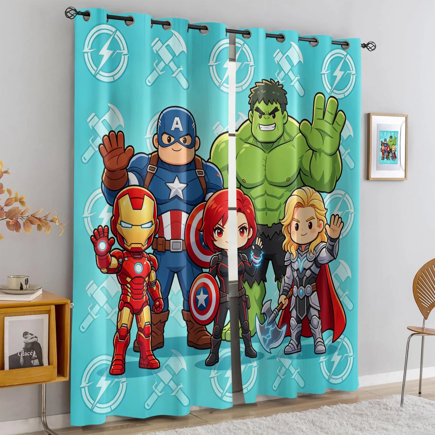 Avengers Chibi függöny – Türkiz fényzáró
