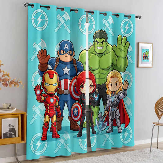 Zatemňovací závěsy Avengers Chibi – tyrkysové