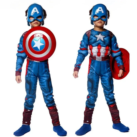 Captain America Kids Costume - Muscle Suit with Shield