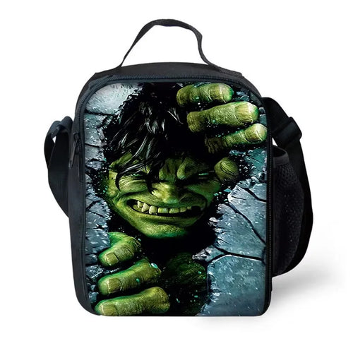 Geantă de prânz pentru copii Hulk – Față care iese dintr-un zid de piatră crăpat