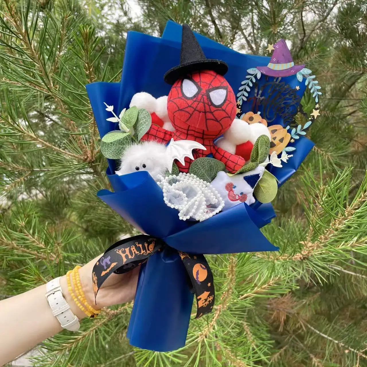 Avengers Spider-Man-buket – håndlavet gave med tøjdyr