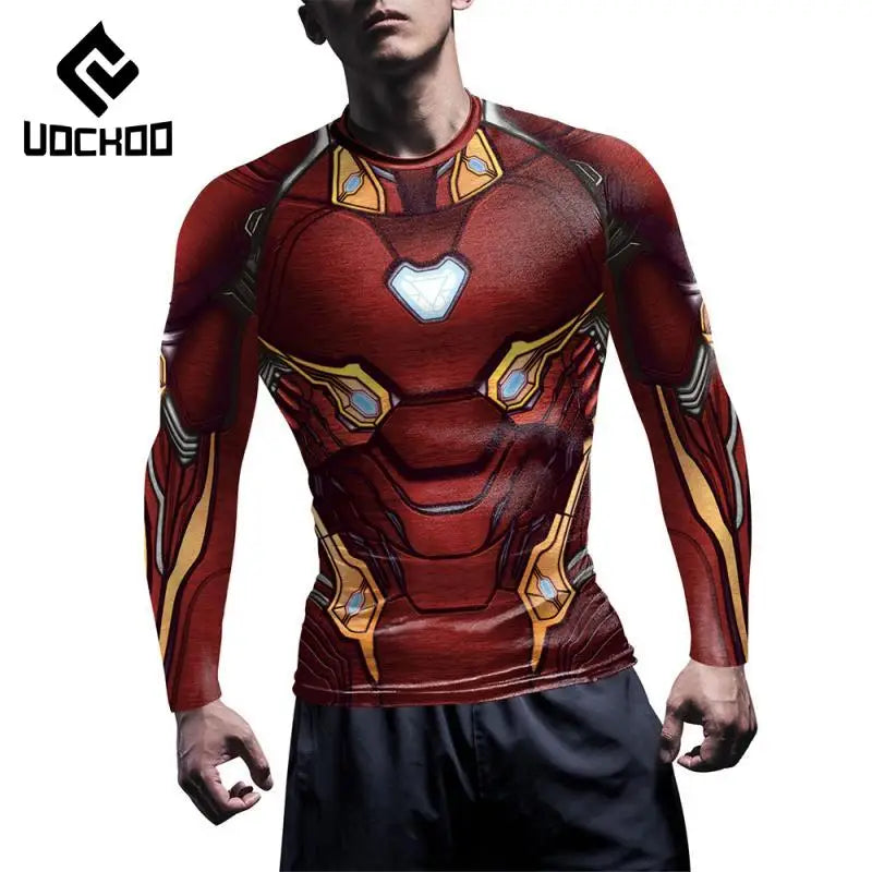 T-shirt de compressão Iron Man - Mangas curtas, armadura vermelha