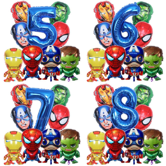 Avengers fødselsdagsdekorationssæt – Iron Man- og Spider-Man-talballoner