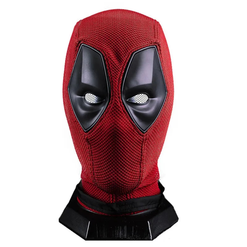 Deadpool-cosplaymask med huva – heltäckande i rött och svart tyg
