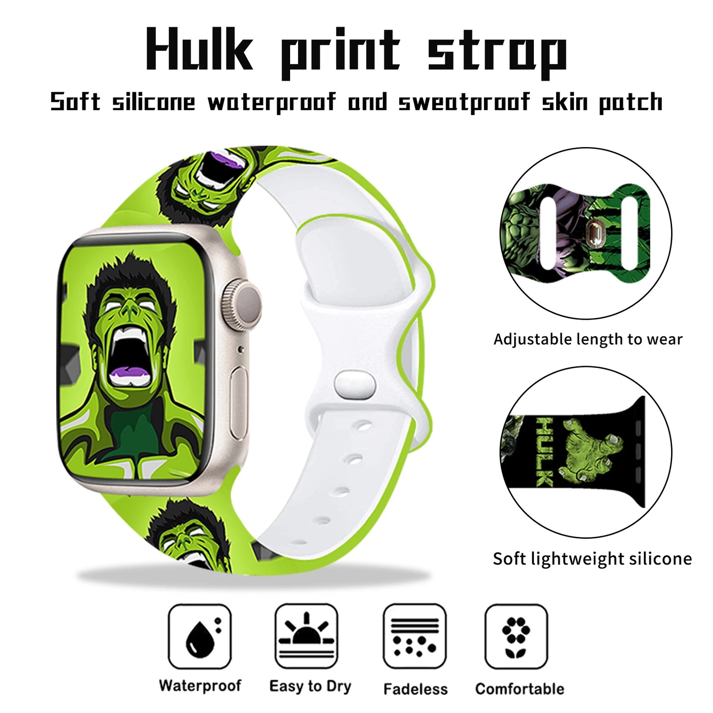 Apple Watch Hulk szíj – világoszöld, üvöltő arc