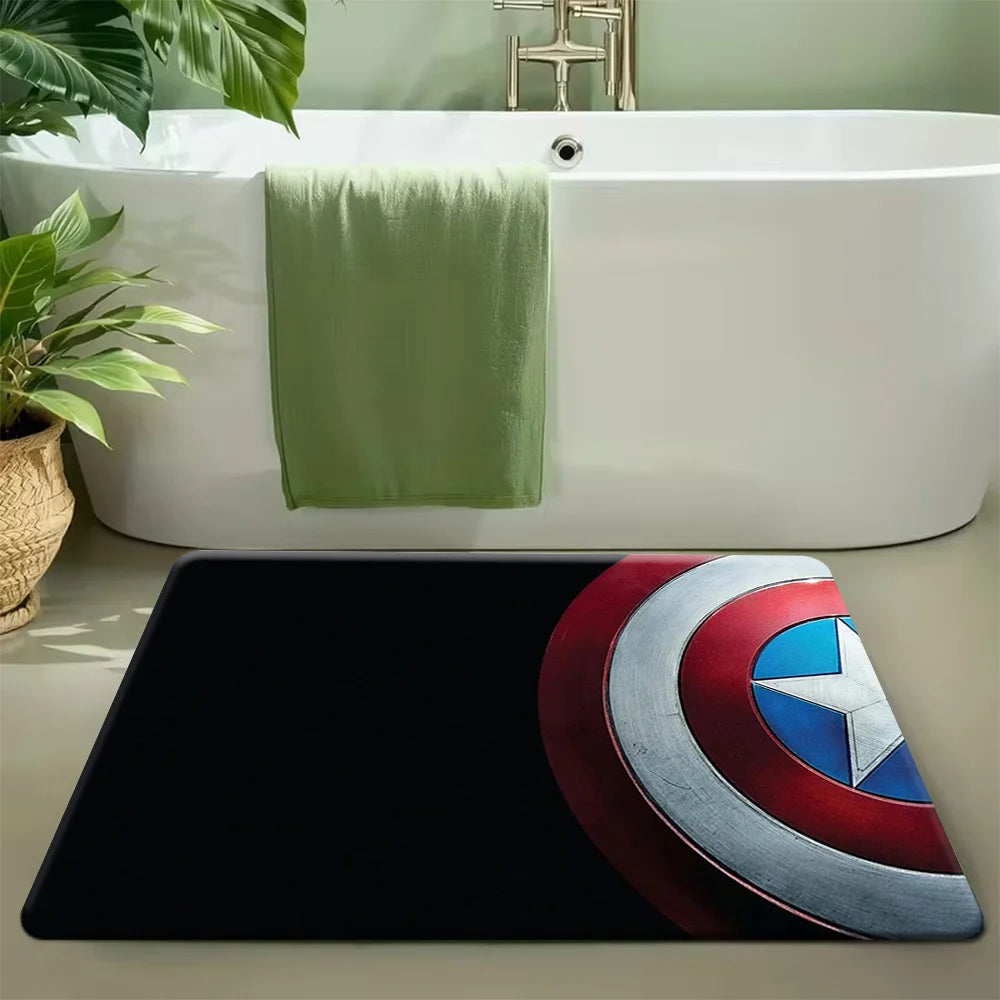 Avengers Captain America Bath Mat - Minimalist Black Shield