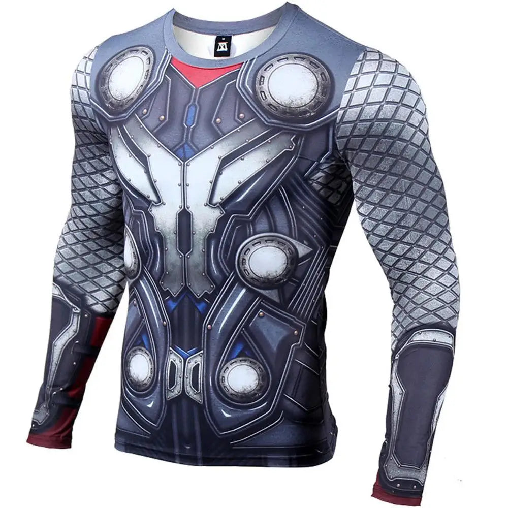 Avengers Thor 3D-kompressionstrøje – langærmet, blågrå