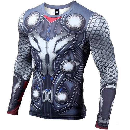 Avengers Thor 3D-kompressionstrøje – langærmet, blågrå
