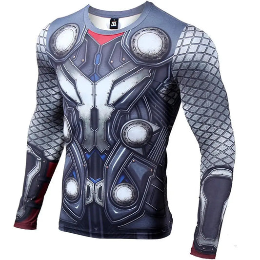 Kompresní tričko Avengers Thor 3D – dlouhé rukávy, modrošedé