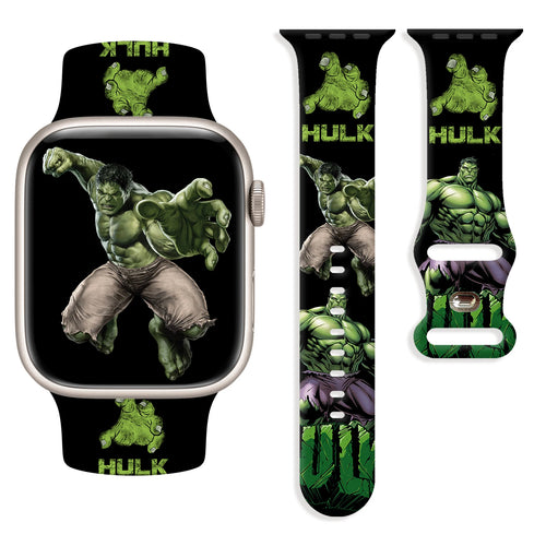 Brățară pentru Apple Watch Hulk - Săritură cu logo-ul HULK pe fundal negru