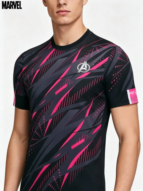 Camisola desportiva Avengers para homem - Secagem rápida, cor-de-rosa e preta