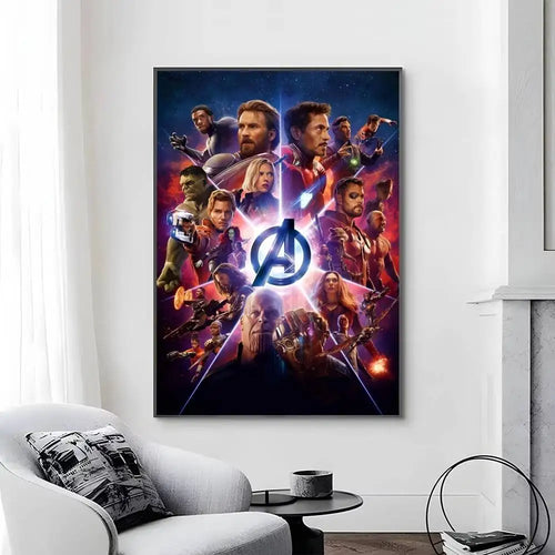 Avengers Infinity War-poszter – Csapat és vörös logó dizájnja