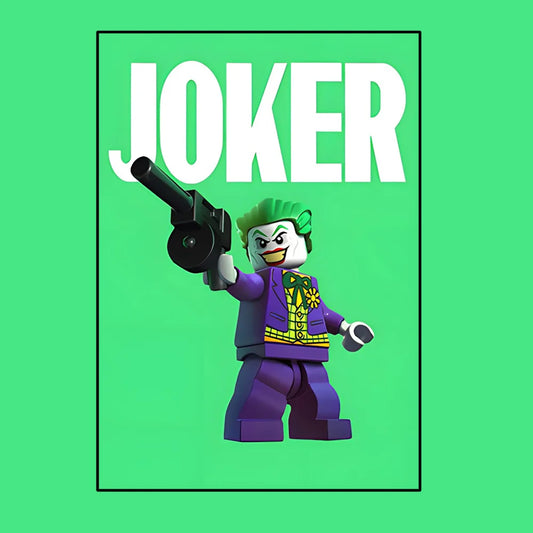 Poster Avengers Joker - Stil Lego, fundal verde