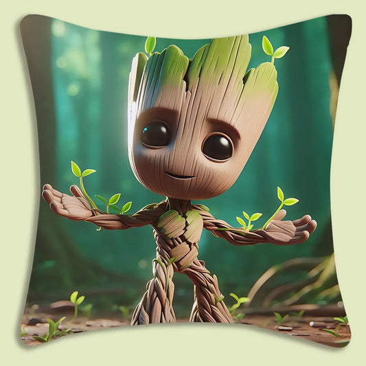 Povlak na polštář Baby Groot – s rozpaženýma rukama v zeleném lese