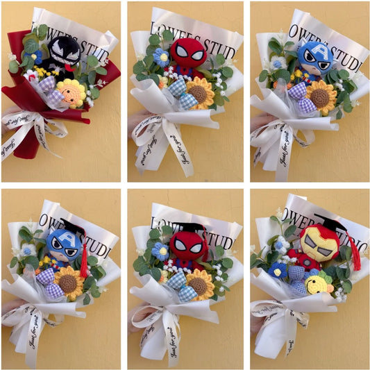 Buchet Avengers Spider-Man - Cadou realizat manual, cu jucărie de pluș