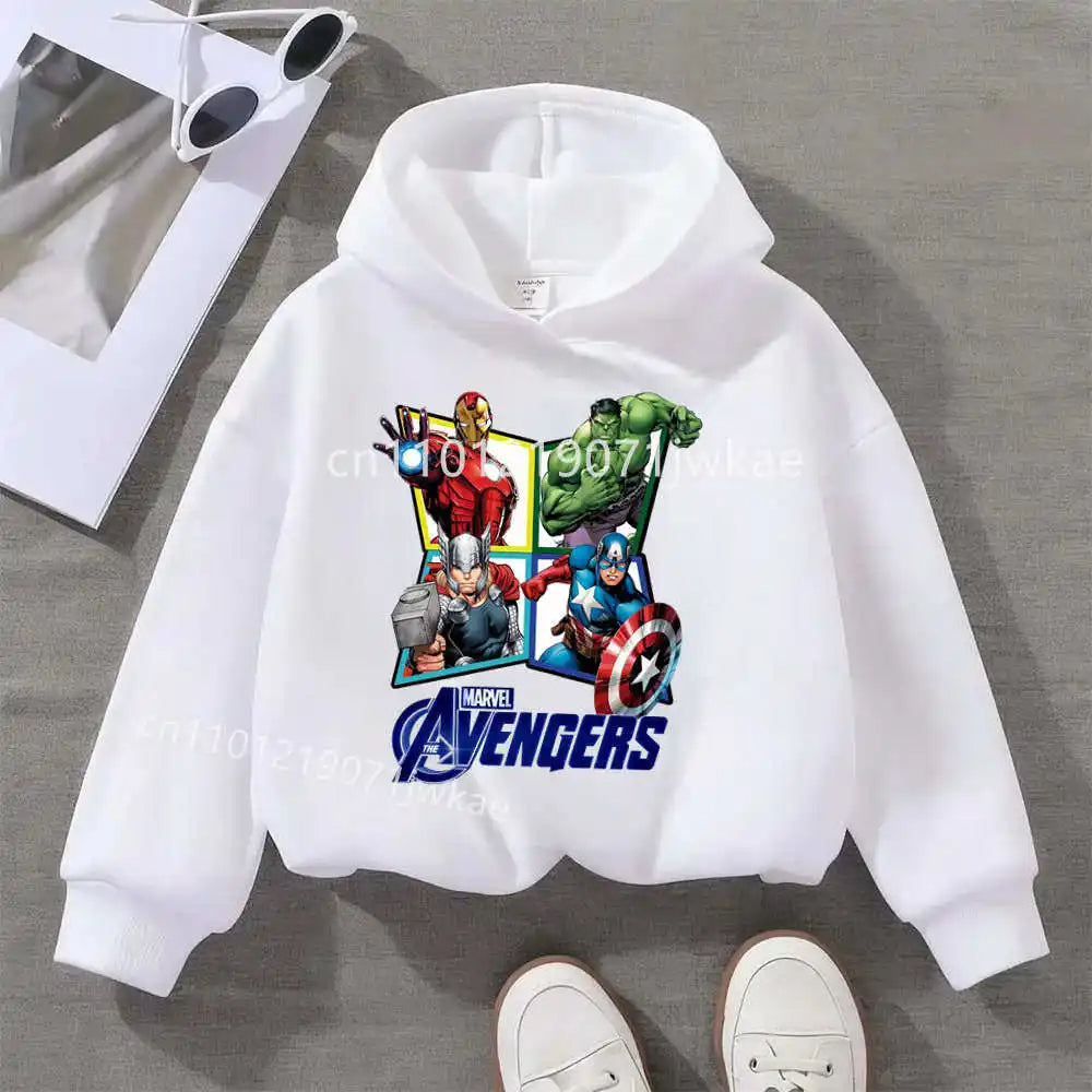 Hanorac pentru copii Avengers, 4 eroi în romb - Alb