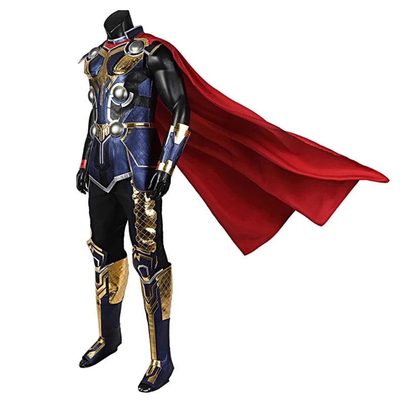 Costum de cosplay Thor Love and Thunder – combinezon Odinson cu pelerină roșie și armură