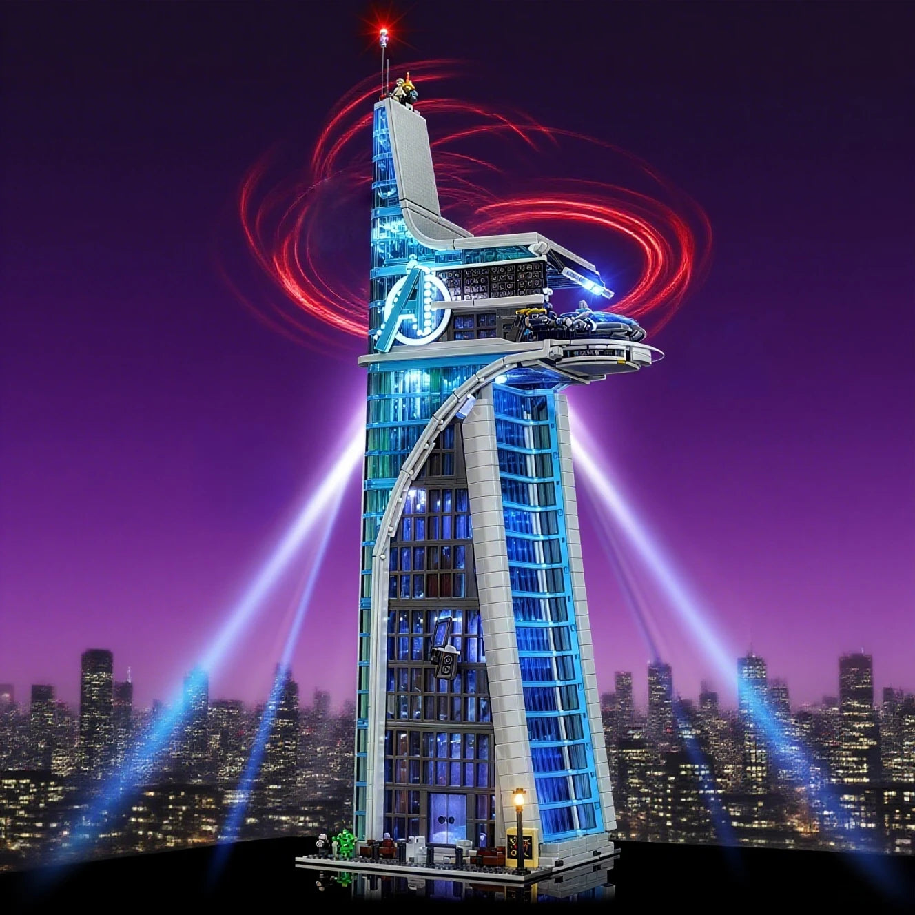 Decorative LED Kit for LEGO Avengers Tower 76269 - Purple Light Effect