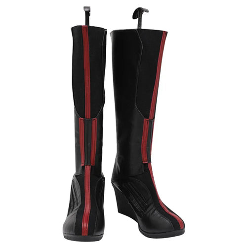 Scarlet Witch Boots - Black and Red Leather with Wedge Heel (Women's)