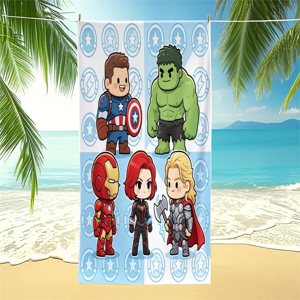 Toalha de praia de microfibra dos Avengers Chibi - Personagens