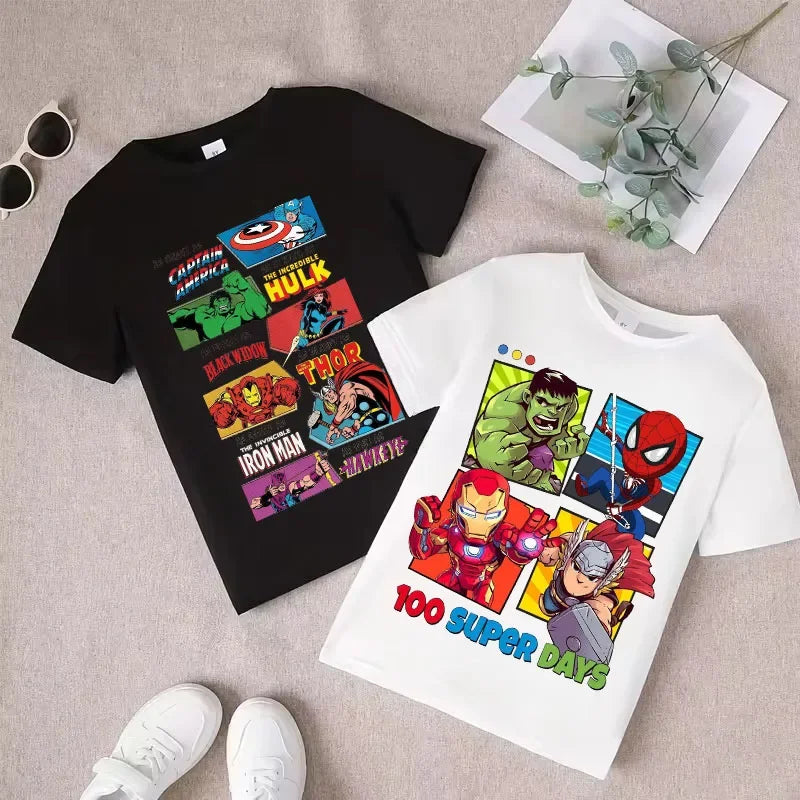 Kids' Avengers Retro Comics Group T-Shirt - Black