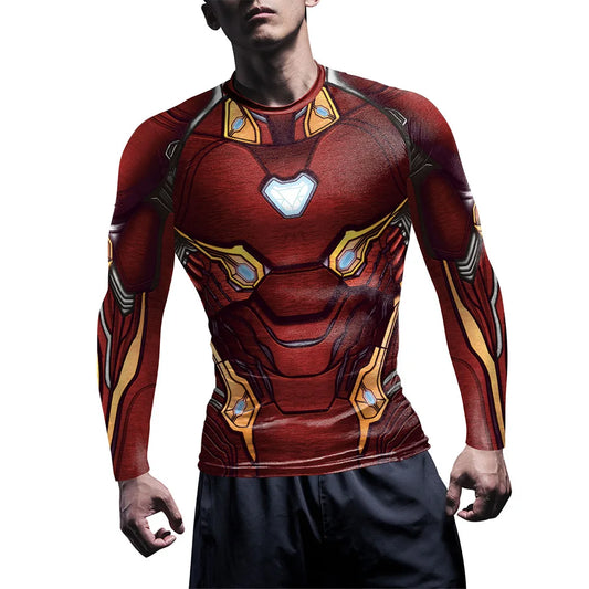 Kompresní tričko Iron Man – dlouhé rukávy, červené brnění
