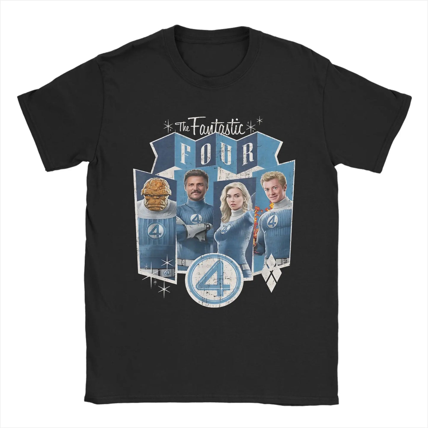T-shirt The Fantastic 4 First Steps – poster rétro bleu unisexe