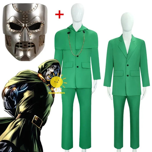Cosplay kostým Doctor Doom – maska a zelená kombinéza