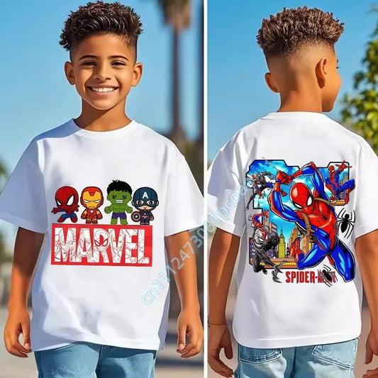 T-shirt pour enfant Marvel - Logo chibi Spider-Man Iron Man Hulk Captain America