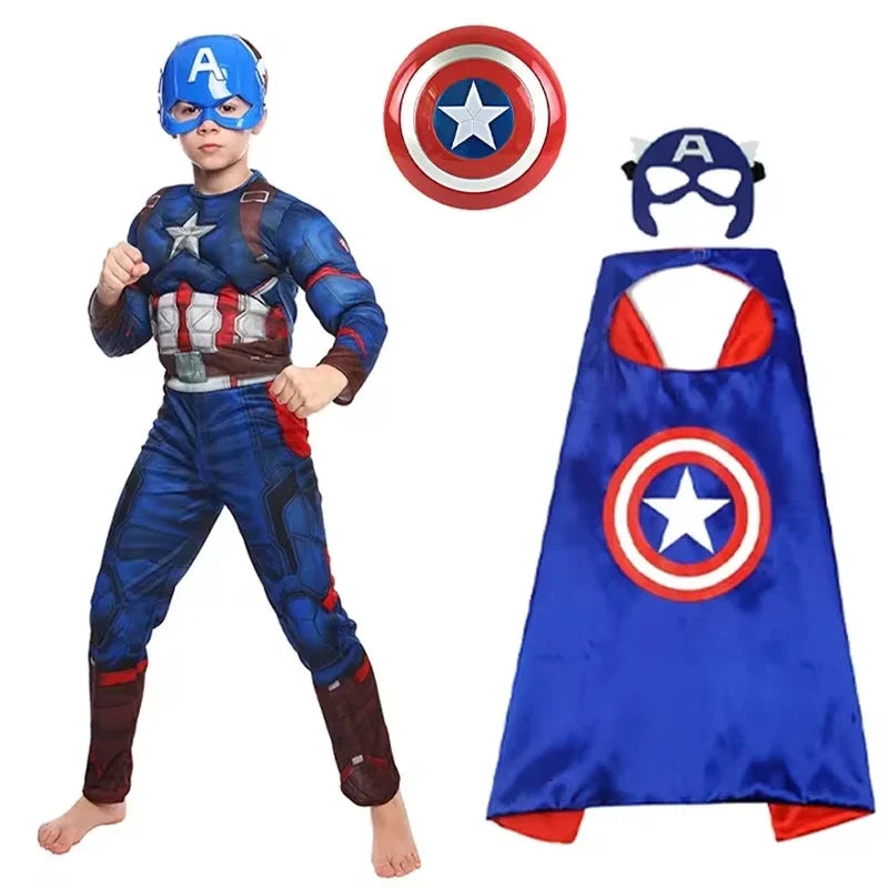 Dětský kostým Captain America – kombinéza se štítem, maskou a pláštěm