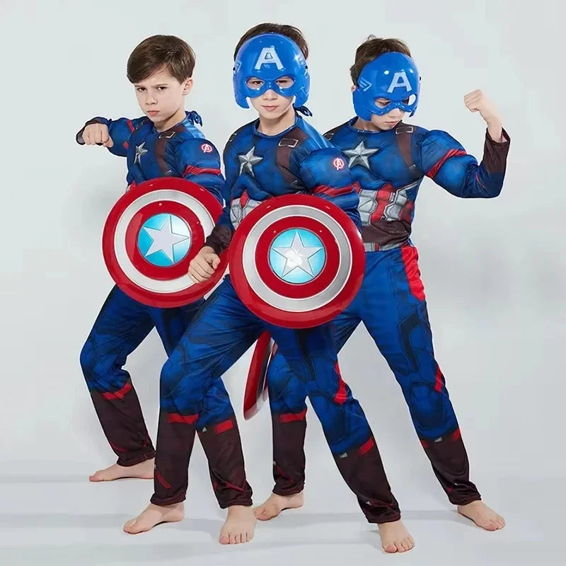 Dětský kostým Captain America – kombinéza se štítem, maskou a pláštěm