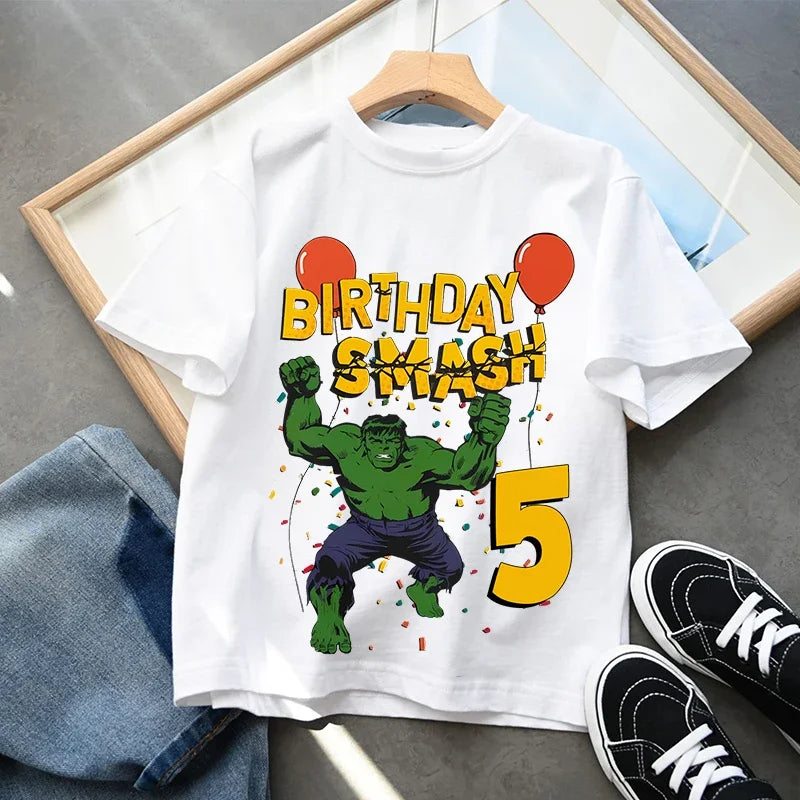 Hulk-födelsedags-T-shirt – Smash med siffra för barn
