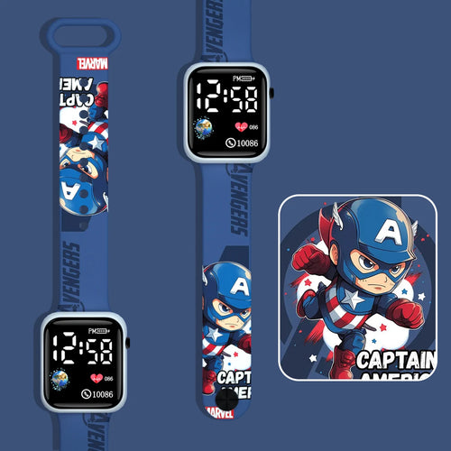 Kids' Captain America LED Watch - Blue Chibi