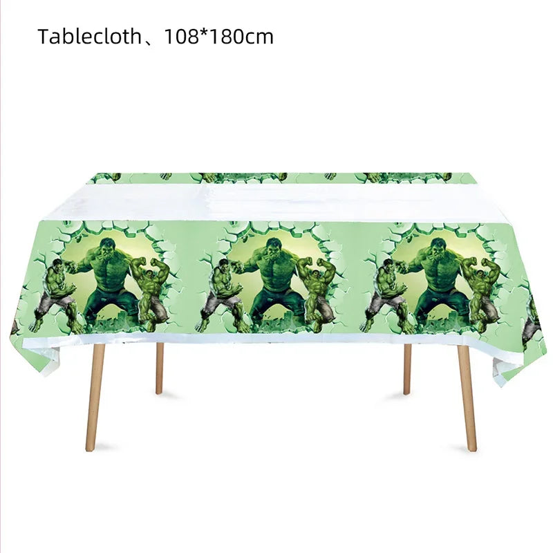 Set pentru aniversare Hulk - Farfurii, pahare, tacâmuri și decorațiuni