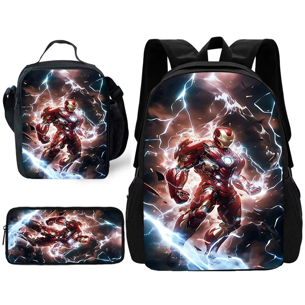 Conjunto de mochila escolar Avengers Iron Man - Relâmpagos em combate