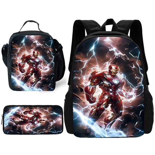 Conjunto de mochila escolar Avengers Iron Man - Relâmpagos em combate