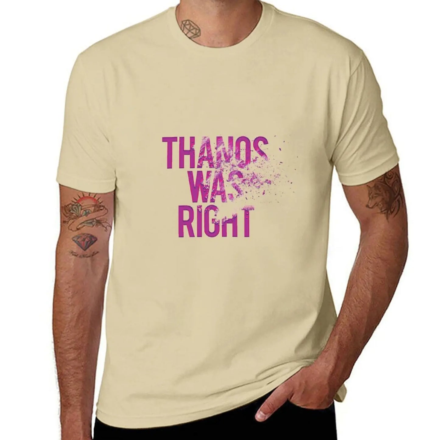 Thanos Was Right T-shirt – text med dammeffekt för män