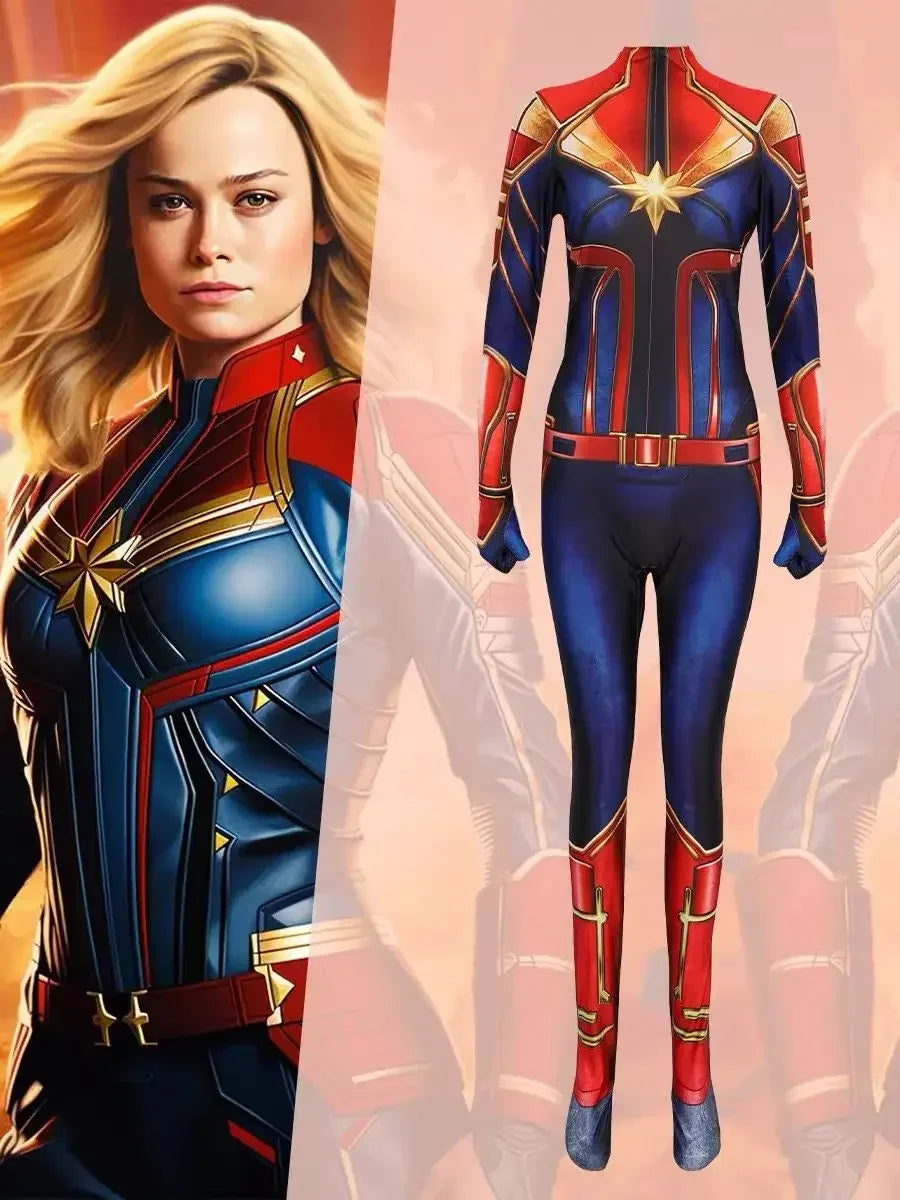 Kostým Captain Marvel – modro-červeno-zlatý overal