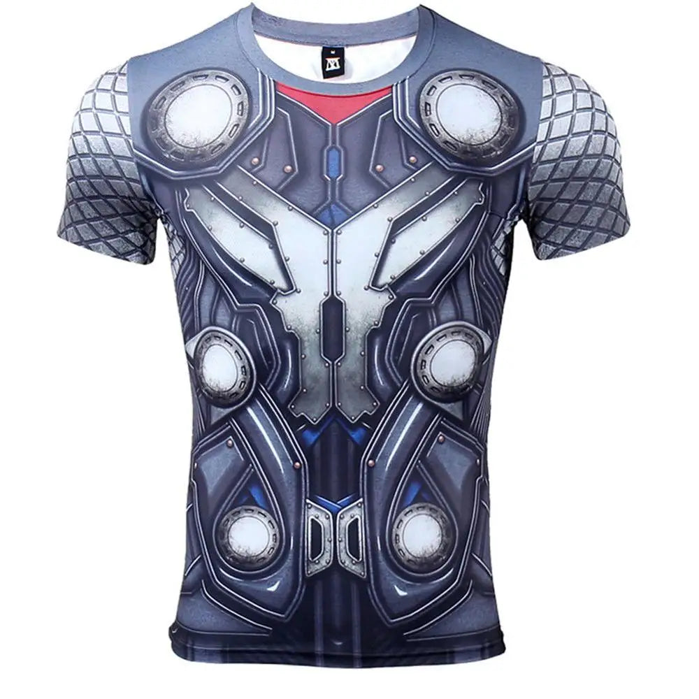 Tricou de compresie Avengers Thor 3D - Mâneci scurte, gri albăstrui