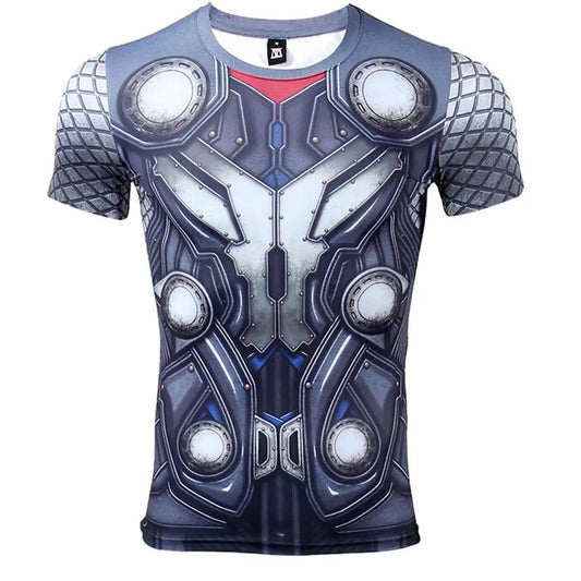 Kompresní tričko Avengers Thor 3D – krátké rukávy, modrošedé