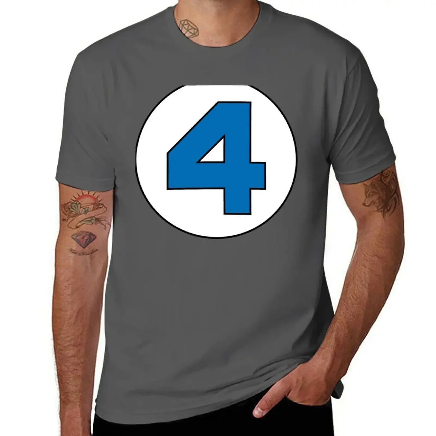 T-shirt The Fantastic 4 – stor rund logotyp i svart, oversize